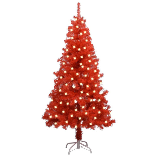 Kunstkerstboom Met Led's En Standaard 120 Cm Pvc Rood