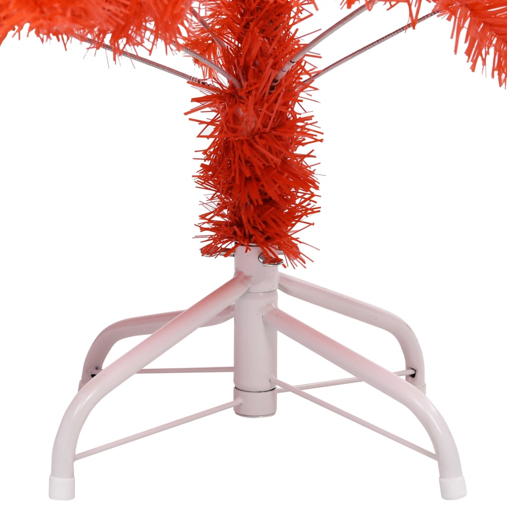Kunstkerstboom Met Led's En Standaard 120 Cm Pvc Rood