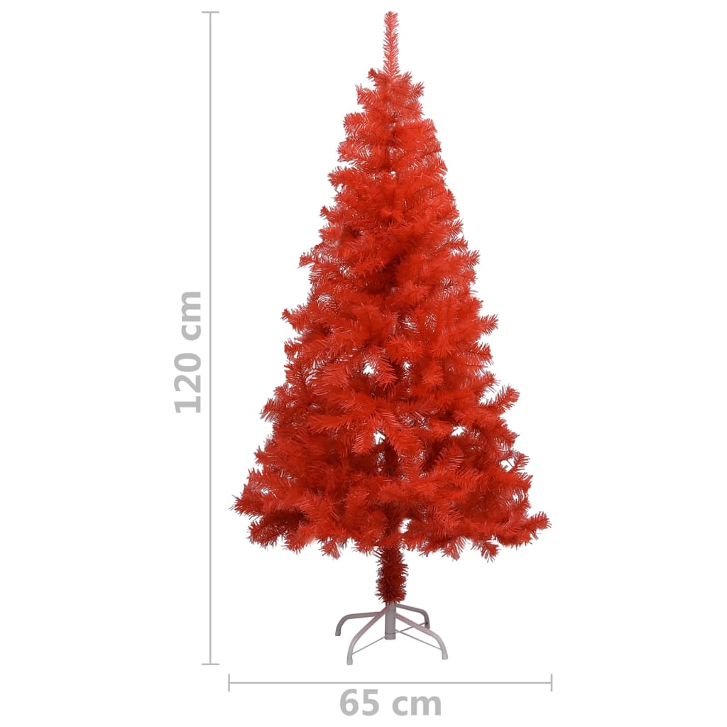 Kunstkerstboom Met Led's En Standaard 120 Cm Pvc Rood