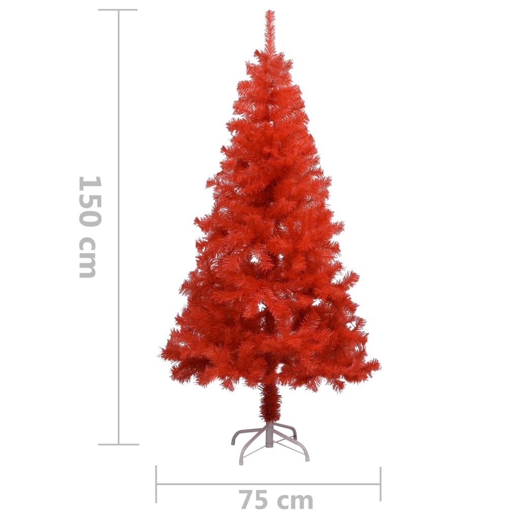Kunstkerstboom Met Led's En Standaard 150 Cm Pvc Rood
