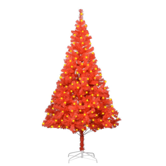 Kunstkerstboom Met Led's En Standaard 180 Cm Pvc Rood