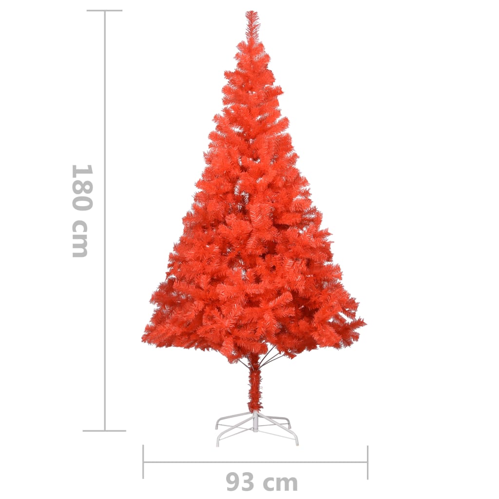 Kunstkerstboom Met Led's En Standaard 180 Cm Pvc Rood