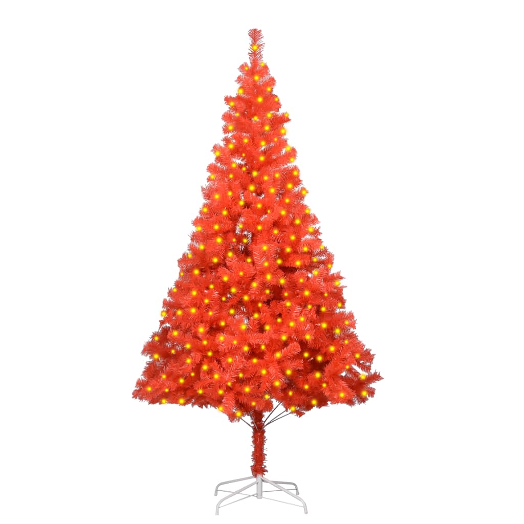 Kunstkerstboom Met Led's En Standaard 210 Cm Pvc Rood