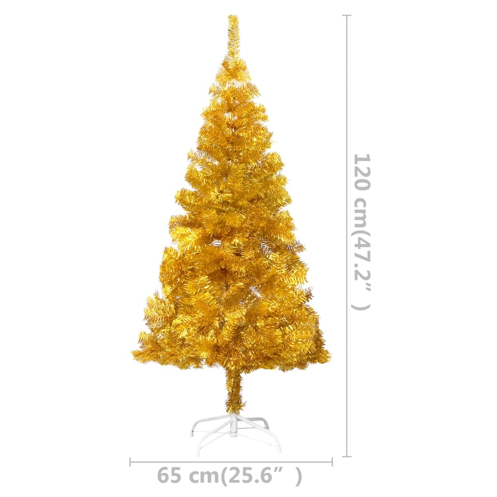 Kunstkerstboom Met Led's En Standaard 120 Cm Pet Goudkleurig