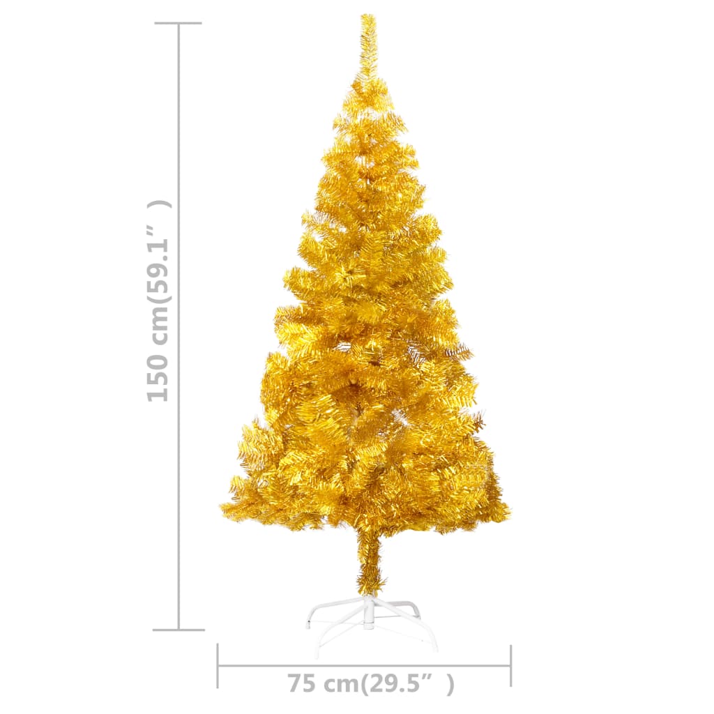 Kunstkerstboom Met Led's En Standaard 150 Cm Pet Goudkleurig