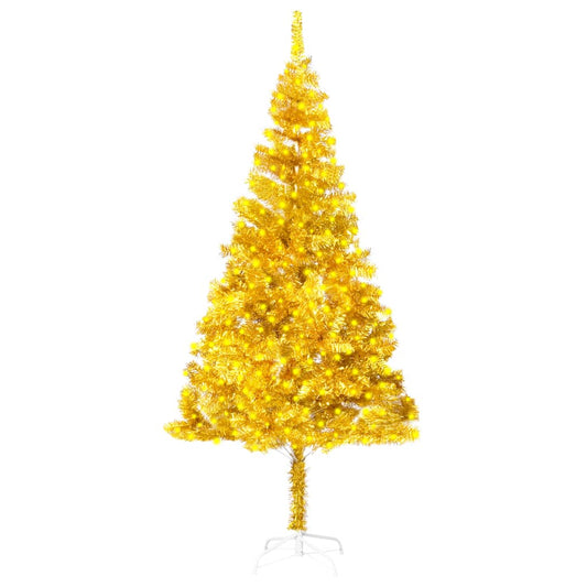 Kunstkerstboom Met Led's En Standaard 210 Cm Pet Goudkleurig