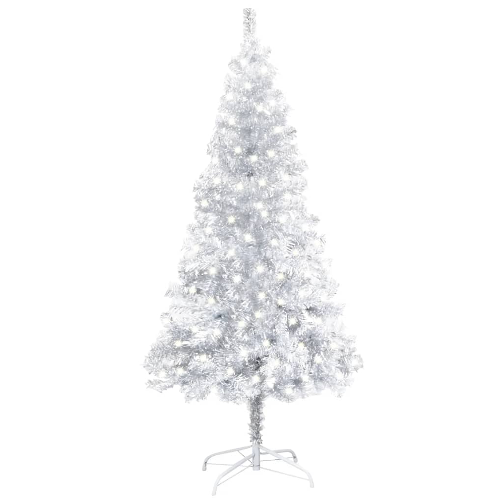 Kunstkerstboom Met Led's En Standaard 120 Cm Pet Zilverkleurig