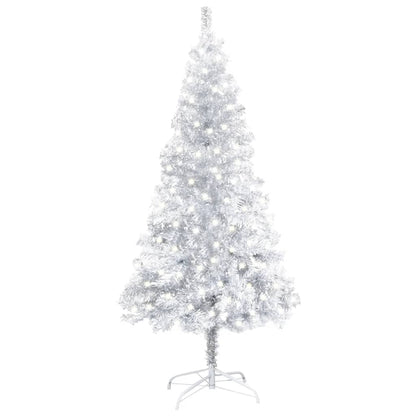 Kunstkerstboom Met Led's En Standaard 120 Cm Pet Zilverkleurig