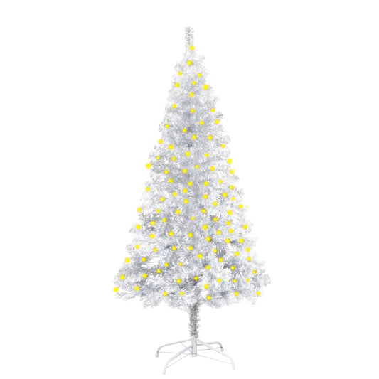 Kunstkerstboom Met Led's En Standaard 150 Cm Pet Zilverkleurig