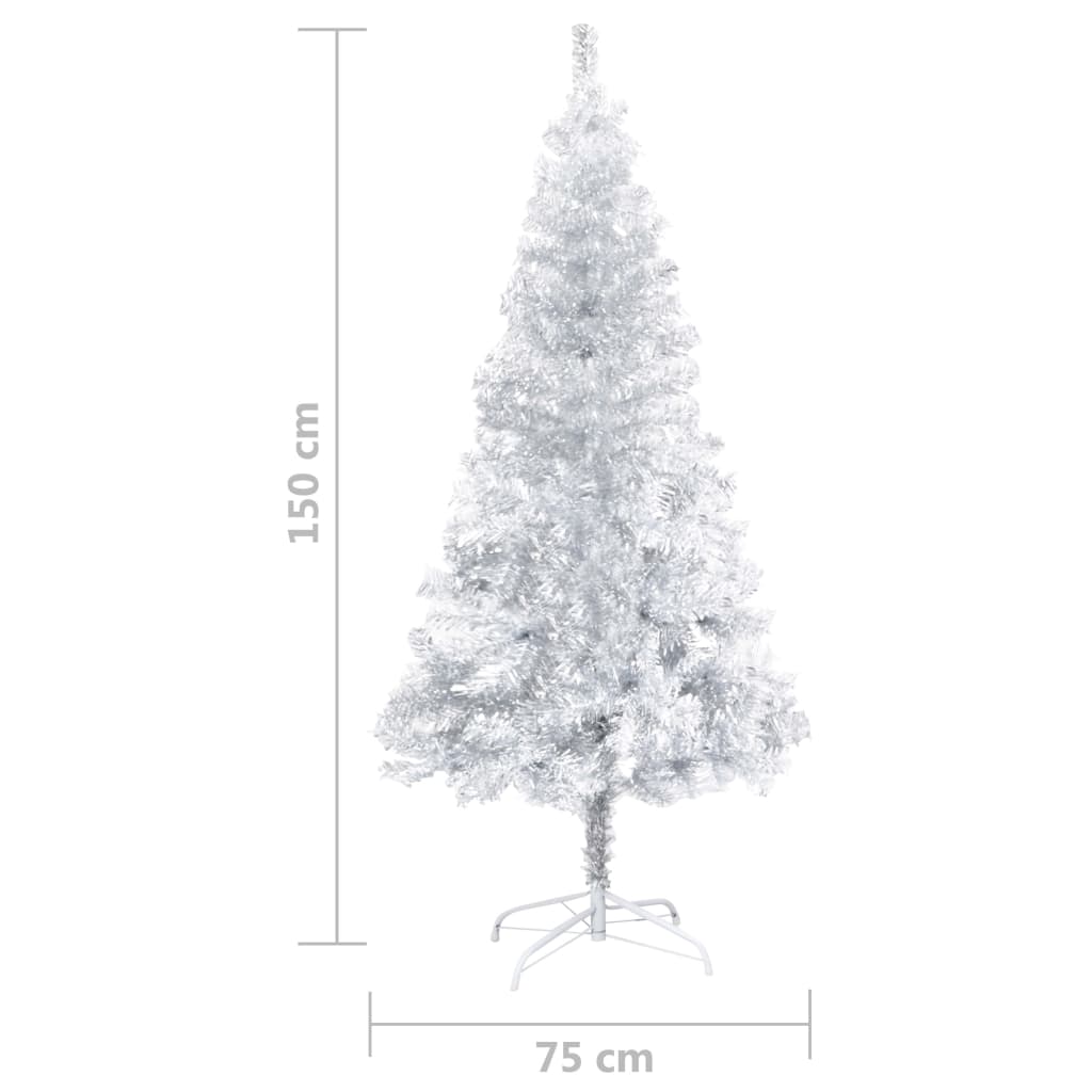 Kunstkerstboom Met Led's En Standaard 150 Cm Pet Zilverkleurig