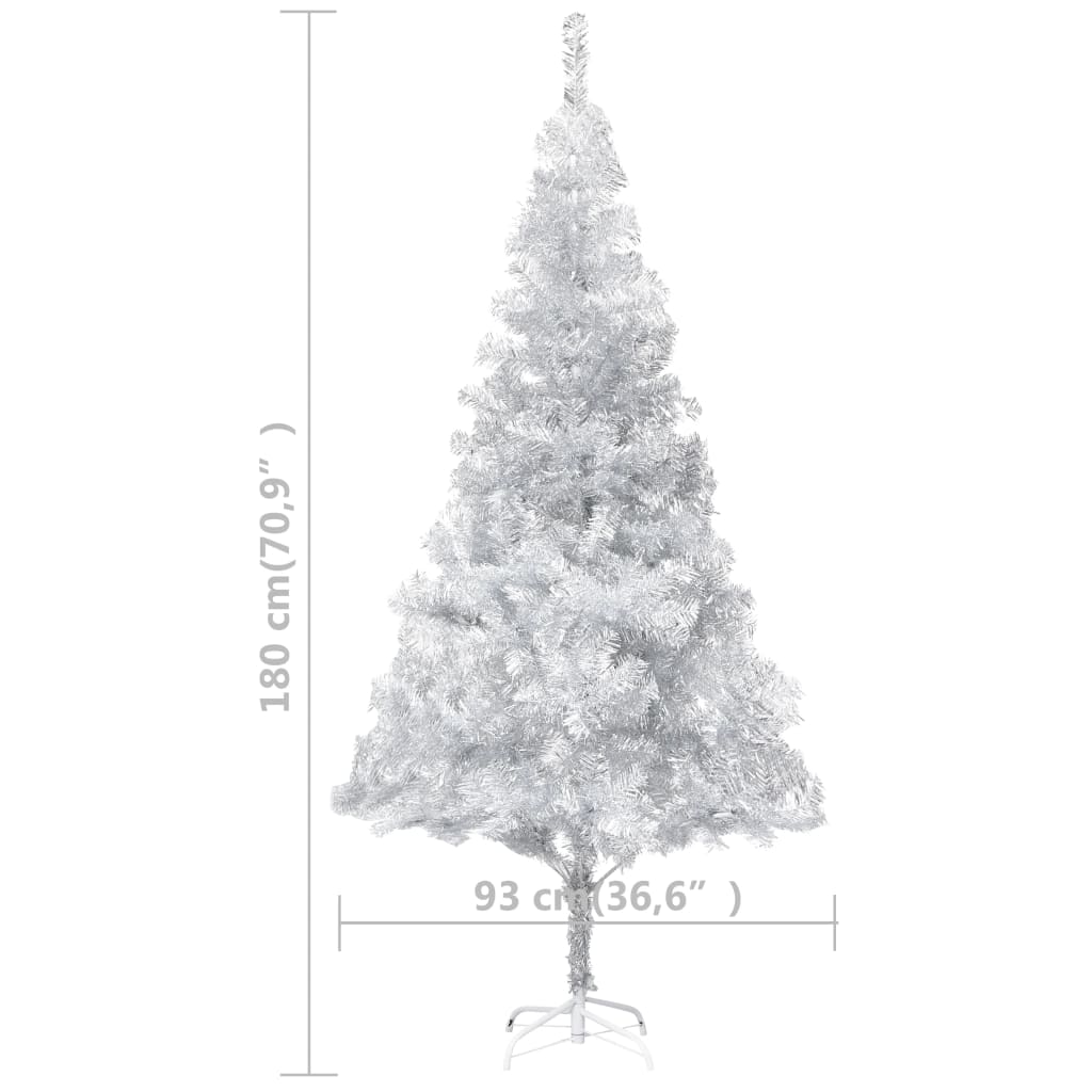 Kunstkerstboom Met Led's En Standaard 180 Cm Pet Zilverkleurig