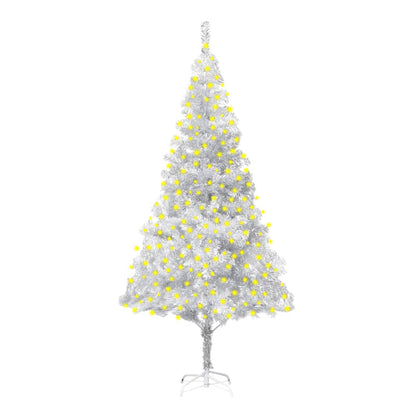 Kunstkerstboom Met Led's En Standaard 210 Cm Pet Zilverkleurig