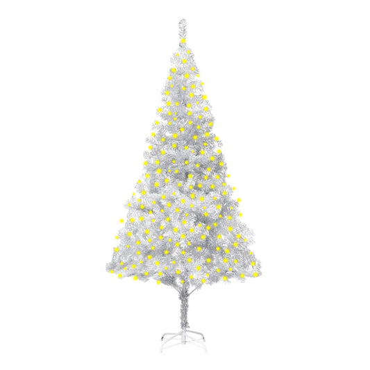 Kunstkerstboom Met Led's En Standaard 210 Cm Pet Zilverkleurig