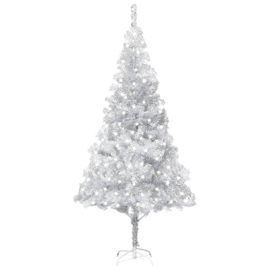 Kunstkerstboom Met Led's En Standaard 240 Cm Pet Zilverkleurig
