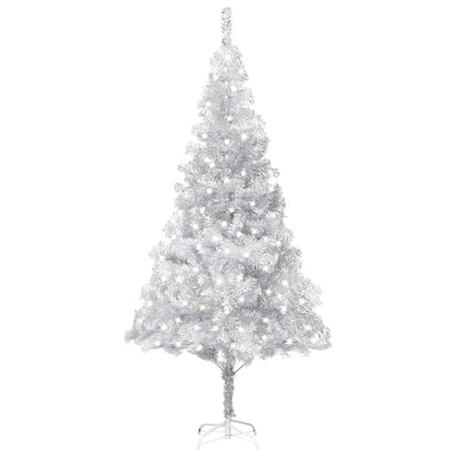 Kunstkerstboom Met Led's En Standaard 240 Cm Pet Zilverkleurig