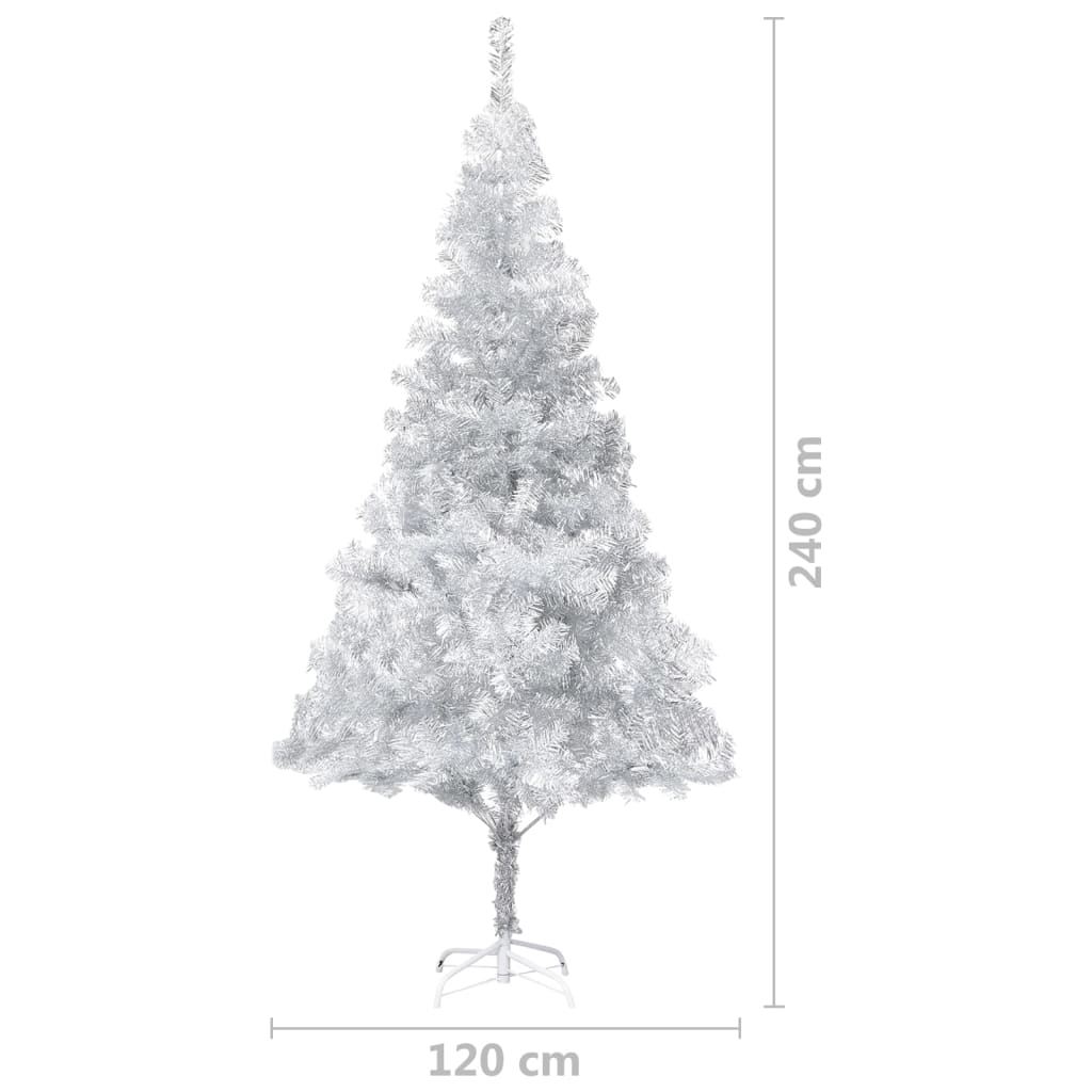 Kunstkerstboom Met Led's En Standaard 240 Cm Pet Zilverkleurig