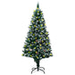 Kunstkerstboom Met Led's En Dennenappels En Witte Sneeuw 150 Cm