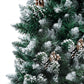 Kunstkerstboom Met Led's En Dennenappels En Witte Sneeuw 150 Cm