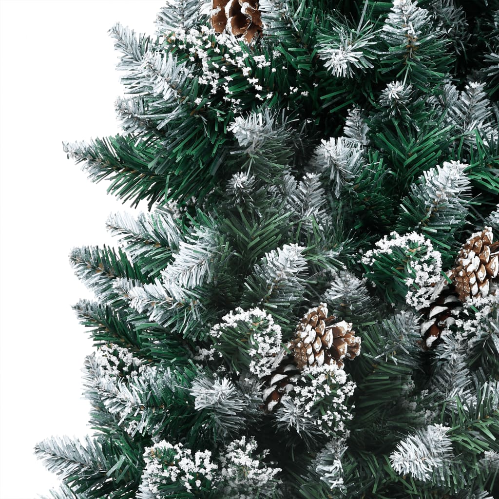 Kunstkerstboom Met Led's En Dennenappels En Witte Sneeuw 150 Cm