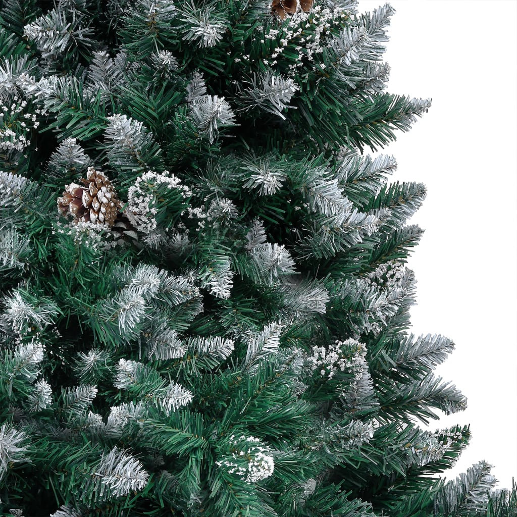 Kunstkerstboom Met Led's En Dennenappels En Witte Sneeuw 150 Cm