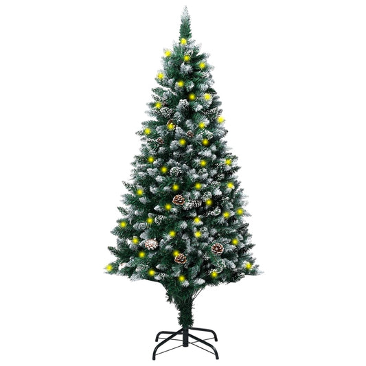 Kunstkerstboom Met Led's En Dennenappels En Witte Sneeuw 180 Cm