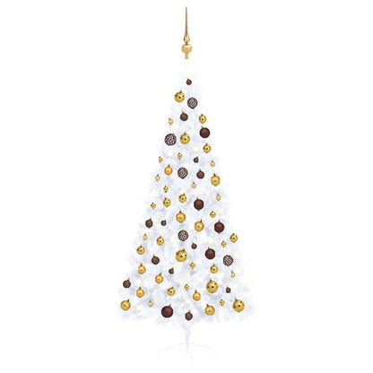 Kunstkerstboom Half Met Led's En Kerstballen 180 Cm Wit