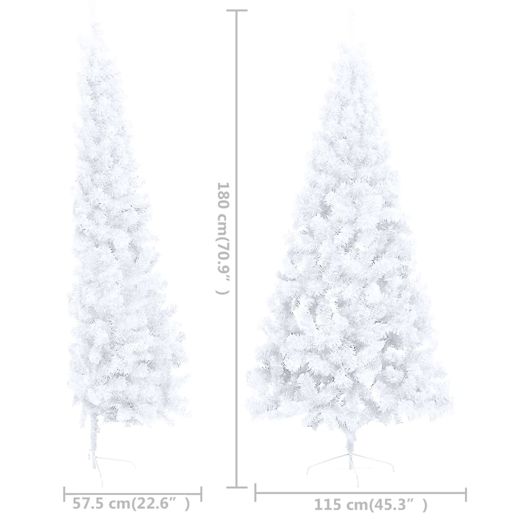Kunstkerstboom Half Met Led's En Kerstballen 180 Cm Wit