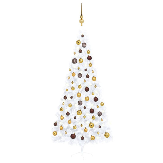 Kunstkerstboom Met Led's En Kerstballen Half 240 Cm Wit