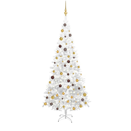 Kunstkerstboom Met Led's En Kerstballen L 240 Cm Wit
