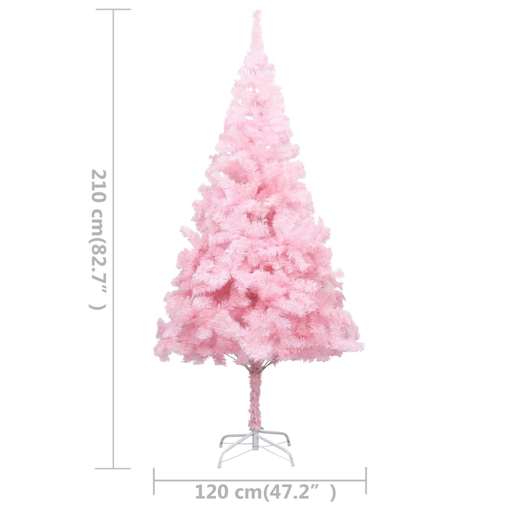 Kunstkerstboom Met Led's En Kerstballen 210 Cm Pvc Roze