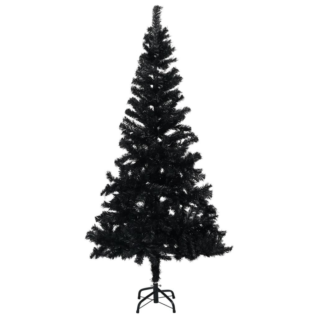 Kunstkerstboom Met Led's En Kerstballen 150 Cm Pvc Zwart