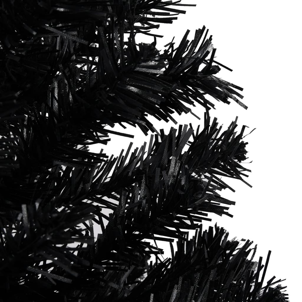 Kunstkerstboom Met Led's En Kerstballen 150 Cm Pvc Zwart