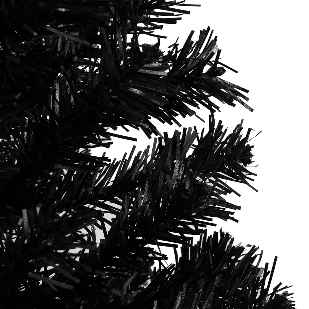 Kunstkerstboom Met Led's En Kerstballen 180 Cm Pvc Zwart