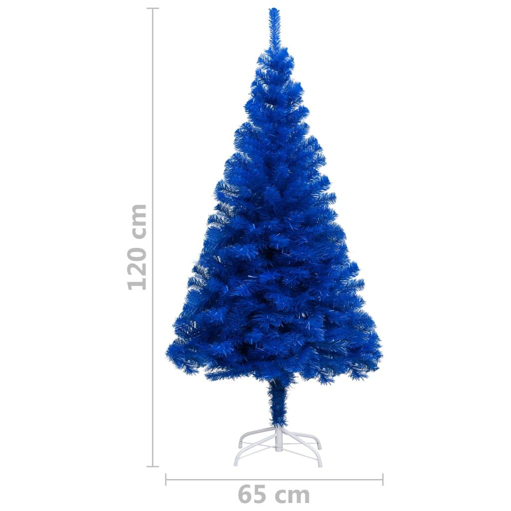 Kunstkerstboom Met Led's En Kerstballen 120 Cm Pvc Blauw