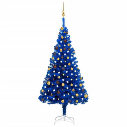 Kunstkerstboom Met Led's En Kerstballen 180 Cm Pvc Blauw