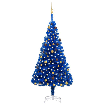 Kunstkerstboom Met Led's En Kerstballen 210 Cm Pvc Blauw