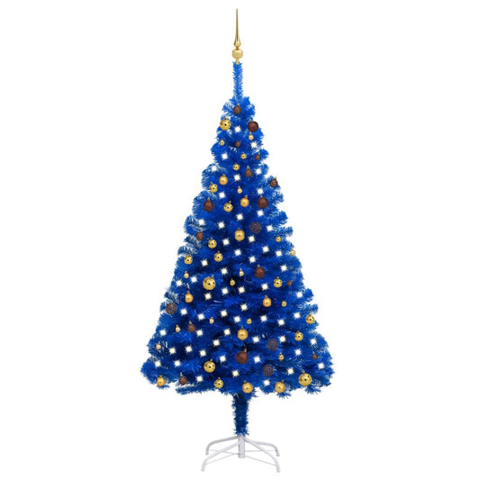 Kunstkerstboom Met Led's En Kerstballen 210 Cm Pvc Blauw