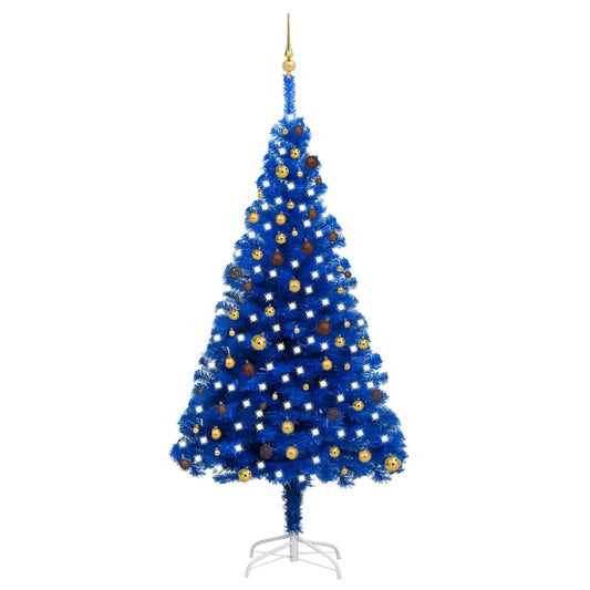 Kunstkerstboom Met Led's En Kerstballen 240 Cm Pvc Blauw