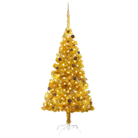 Kunstkerstboom Met Led's En Kerstballen 210 Cm Pet Goudkleurig