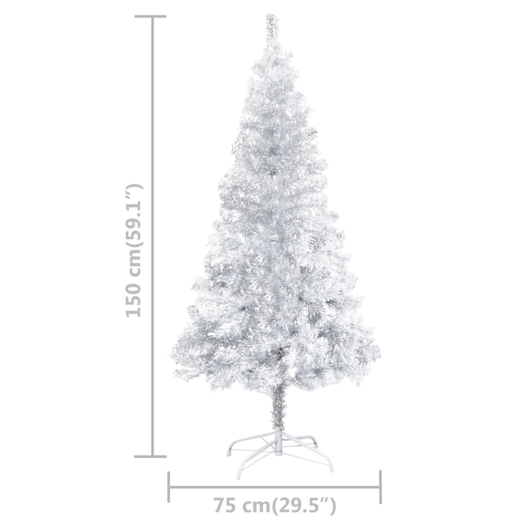 Kunstkerstboom Met Led's En Kerstballen 150 Cm Pet Zilverkleur