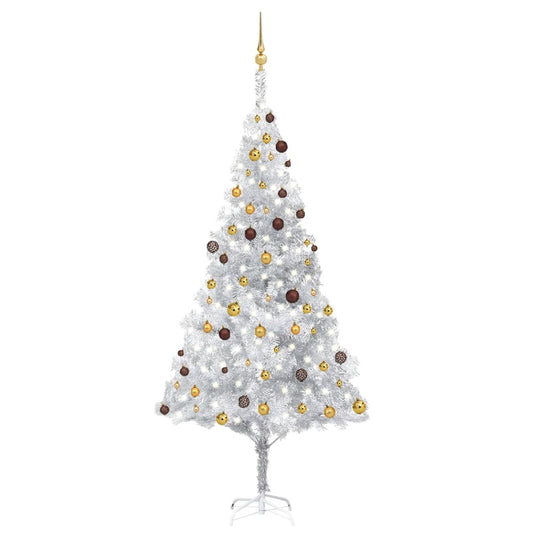 Kunstkerstboom Met Led's En Kerstballen 240 Cm Pet Zilverkleurig