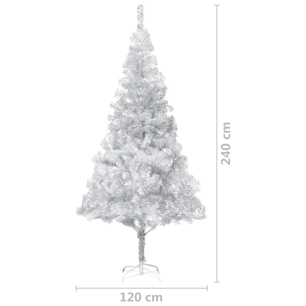 Kunstkerstboom Met Led's En Kerstballen 240 Cm Pet Zilverkleurig