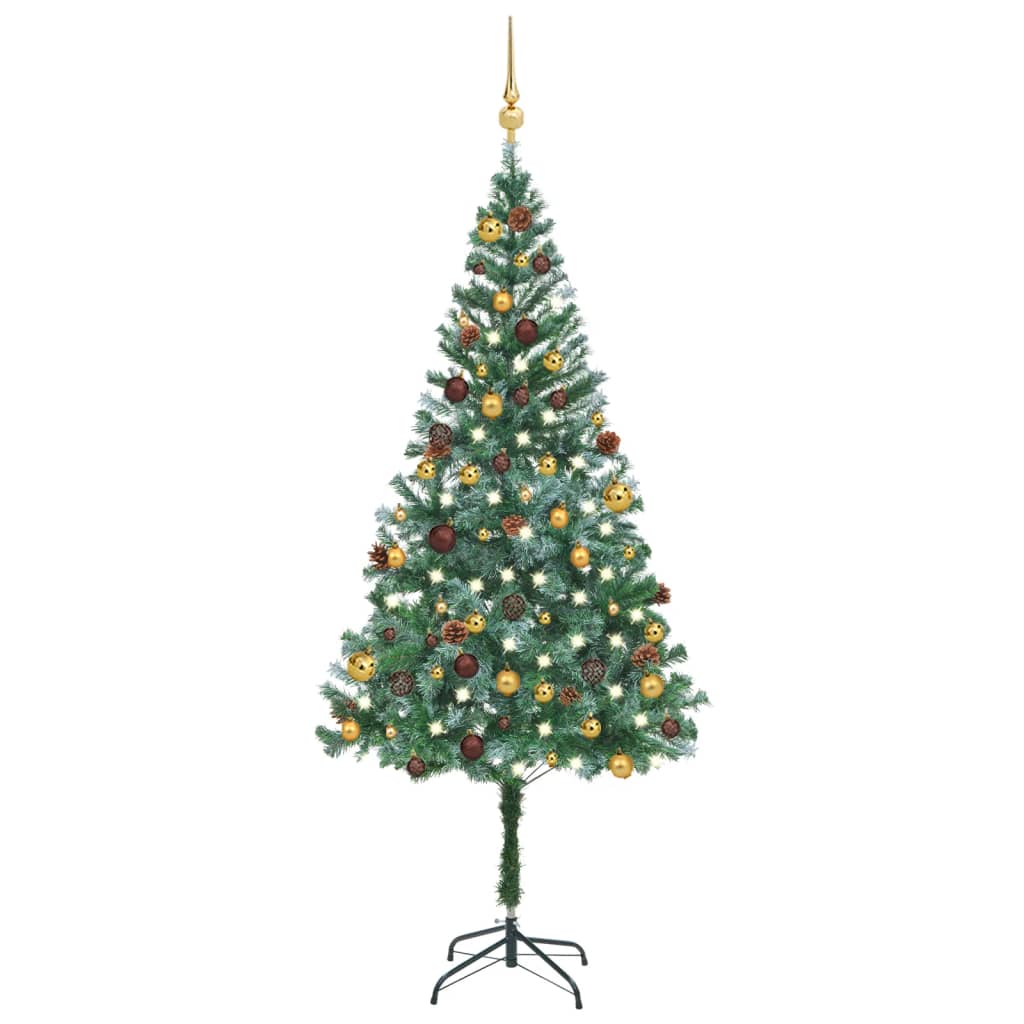 Kunstkerstboom Met Led's En Kerstballen En Dennenappels 180 Cm