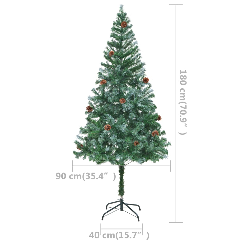 Kunstkerstboom Met Led's En Kerstballen En Dennenappels 180 Cm