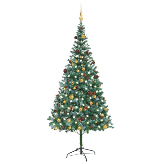 Kunstkerstboom Met Led's En Kerstballen En Dennenappels 210 Cm