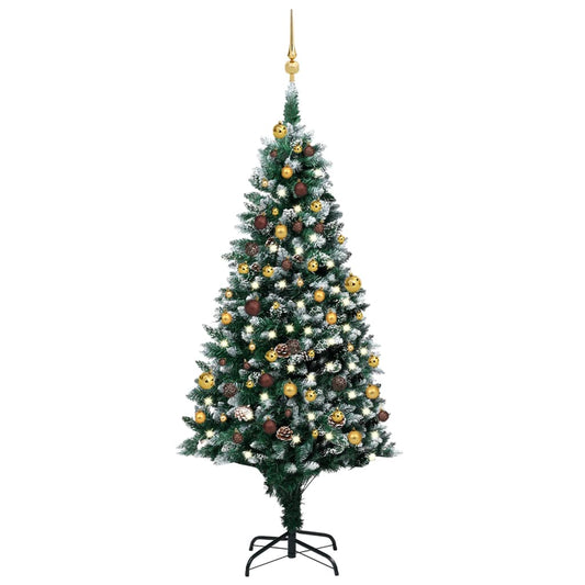 Kunstkerstboom Met Led's En Kerstballen En Dennenappels 180 Cm