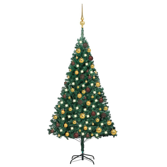 Kunstkerstboom Met Led's En Kerstballen 120 Cm Pvc Groen
