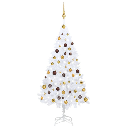 Kunstkerstboom Met Led's En Kerstballen 150 Cm Pvc Wit