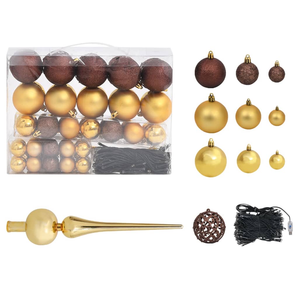 Kunstkerstboom Met Led's En Kerstballen 180 Cm Pvc Wit