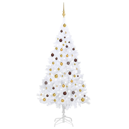 Kunstkerstboom Met Led's En Kerstballen 210 Cm Pvc Wit
